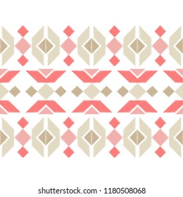 Ethnic boho seamless pattern. Embroidery. Traditional ornament. Geometric background. Tribal pattern. Folk motif. Textile rapport.