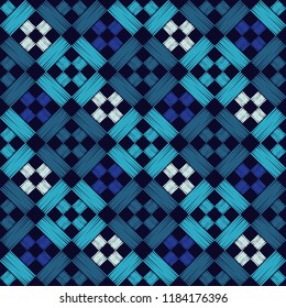 Ethnic boho seamless pattern. Embroidery. Traditional ornament. Geometric background. Tribal pattern. Folk motif. Textile rapport.