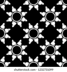 Ethnic boho seamless pattern. Embroidery on fabric. Traditional ornament. Tribal pattern. Folk motif. Can be used for wallpaper, textile, invitation card, wrapping, web page background.