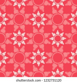 Ethnic boho seamless pattern. Embroidery on fabric. Traditional ornament. Tribal pattern. Folk motif. Can be used for wallpaper, textile, invitation card, wrapping, web page background.
