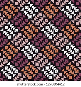 Ethnic boho seamless pattern. Embroidery on fabric. Traditional ornament. Tribal pattern. Folk motif. Can be used for wallpaper, textile, invitation card, wrapping, web page background.