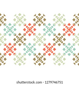 Ethnic boho seamless pattern. Embroidery on fabric. Traditional ornament. Tribal pattern. Folk motif. Can be used for wallpaper, textile, invitation card, wrapping, web page background.