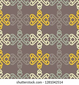 Ethnic boho seamless pattern. Embroidery on fabric. Traditional ornament. Tribal pattern. Folk motif. Can be used for wallpaper, textile, invitation card, wrapping, web page background.