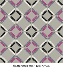 Ethnic boho seamless pattern. Embroidery on fabric. Traditional ornament. Tribal pattern. Folk motif. Can be used for wallpaper, textile, invitation card, wrapping, web page background.
