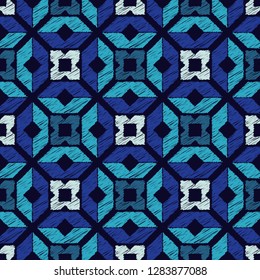Ethnic boho seamless pattern. Embroidery on fabric. Traditional ornament. Tribal pattern. Folk motif. Can be used for wallpaper, textile, invitation card, wrapping, web pa