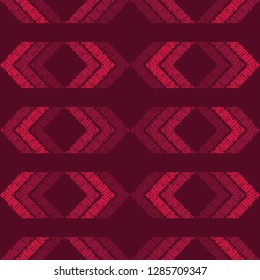 Ethnic boho seamless pattern. Embroidery on fabric. Traditional ornament. Tribal pattern. Folk motif. Can be used for wallpaper, textile, invitation card, wrapping, web page background.