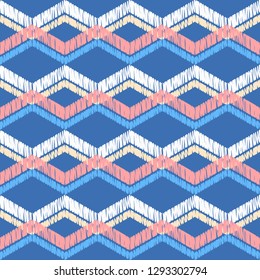 Ethnic boho seamless pattern. Embroidery on fabric. Traditional ornament. Tribal pattern. Folk motif. Can be used for wallpaper, textile, invitation card, wrapping, web page background.