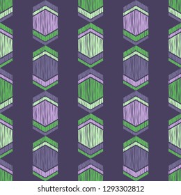 Ethnic boho seamless pattern. Embroidery on fabric. Traditional ornament. Tribal pattern. Folk motif. Can be used for wallpaper, textile, invitation card, wrapping, web page background.