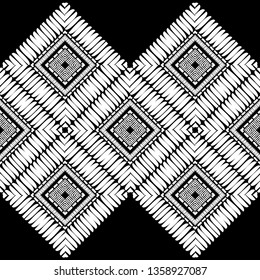 Ethnic boho seamless pattern. Embroidery on fabric. Patchwork texture. Weaving. Traditional ornament. Tribal pattern. Folk motif. Can be used for wallpaper, textile, invitation card, wrapping, web.