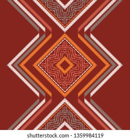 Ethnic boho seamless pattern. Embroidery on fabric. Patchwork texture. Weaving. Traditional ornament. Tribal pattern. Folk motif. Can be used for wallpaper, textile, invitation card, wrapping, web.
