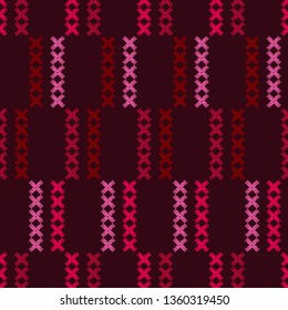 Ethnic boho seamless pattern. Embroidery on fabric. Patchwork texture. Weaving. Traditional ornament. Tribal pattern. Folk motif. Can be used for wallpaper, textile, invitation card, wrapping, web.