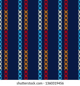 Ethnic boho seamless pattern. Embroidery on fabric. Patchwork texture. Weaving. Traditional ornament. Tribal pattern. Folk motif. Can be used for wallpaper, textile, invitation card, wrapping, web.