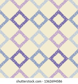 Ethnic boho seamless pattern. Embroidery on fabric. Patchwork texture. Weaving. Traditional ornament. Tribal pattern. Folk motif. Can be used for wallpaper, textile, invitation card, wrapping, web.