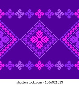 Ethnic boho seamless pattern. Embroidery on fabric. Patchwork texture. Weaving. Traditional ornament. Tribal pattern. Folk motif. Can be used for wallpaper, textile, invitation card, wrapping, web.