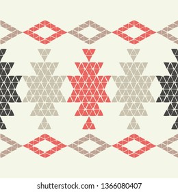 Ethnic boho seamless pattern. Embroidery on fabric. Patchwork texture. Weaving. Traditional ornament. Tribal pattern. Folk motif. Can be used for wallpaper, textile, invitation card, wrapping, web.