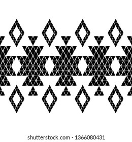 Ethnic boho seamless pattern. Embroidery on fabric. Patchwork texture. Weaving. Traditional ornament. Tribal pattern. Folk motif. Can be used for wallpaper, textile, invitation card, wrapping, web.