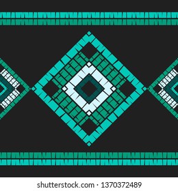 Ethnic boho seamless pattern. Embroidery on fabric. Patchwork texture. Weaving. Traditional ornament. Tribal pattern. Folk motif. Can be used for wallpaper, textile, invitation card, wrapping, web.