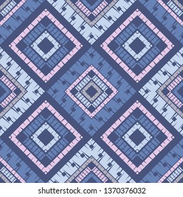 Ethnic boho seamless pattern. Embroidery on fabric. Patchwork texture. Weaving. Traditional ornament. Tribal pattern. Folk motif. Can be used for wallpaper, textile, invitation card, wrapping, web.