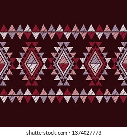 Ethnic boho seamless pattern. Embroidery on fabric. Patchwork texture. Weaving. Traditional ornament. Tribal pattern. Folk motif. Can be used for wallpaper, textile, invitation card, wrapping, web.