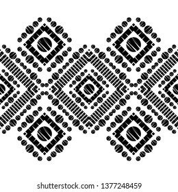 Ethnic boho seamless pattern. Embroidery on fabric. Patchwork texture. Weaving. Traditional ornament. Tribal pattern. Folk motif. Can be used for wallpaper, textile, invitation card, wrapping, web.