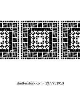 Ethnic boho seamless pattern. Embroidery on fabric. Patchwork texture. Weaving. Traditional ornament. Tribal pattern. Folk motif. Can be used for wallpaper, textile, invitation card, wrapping, web.