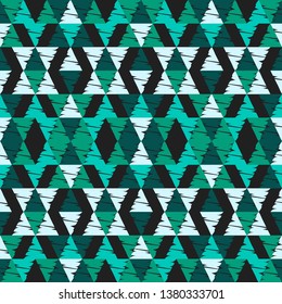 Ethnic boho seamless pattern. Embroidery on fabric. Patchwork texture. Weaving. Traditional ornament. Tribal pattern. Folk motif. Can be used for wallpaper, textile, invitation card, wrapping, web.