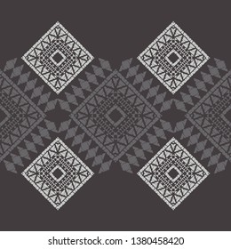 Ethnic boho seamless pattern. Embroidery on fabric. Patchwork texture. Weaving. Traditional ornament. Tribal pattern. Folk motif. Can be used for wallpaper, textile, invitation card, wrapping, web.