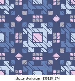 Ethnic boho seamless pattern. Embroidery on fabric. Patchwork texture. Weaving. Traditional ornament. Tribal pattern. Folk motif. Can be used for wallpaper, textile, invitation card, wrapping, web.