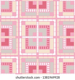 Ethnic boho seamless pattern. Embroidery on fabric. Patchwork texture. Weaving. Traditional ornament. Tribal pattern. Folk motif. Can be used for wallpaper, textile, invitation card, wrapping, web.