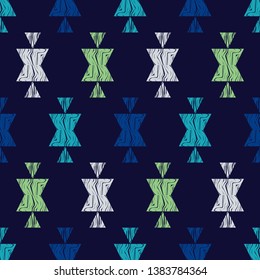 Ethnic boho seamless pattern. Embroidery on fabric. Patchwork texture. Weaving. Traditional ornament. Tribal pattern. Folk motif. Can be used for wallpaper, textile, invitation card, wrapping, web.