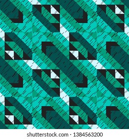 Ethnic boho seamless pattern. Embroidery on fabric. Patchwork texture. Weaving. Traditional ornament. Tribal pattern. Folk motif. Can be used for wallpaper, textile, invitation card, wrapping, web.