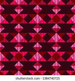 Ethnic boho seamless pattern. Embroidery on fabric. Patchwork texture. Weaving. Traditional ornament. Tribal pattern. Folk motif. Can be used for wallpaper, textile, invitation card, wrapping, web.
