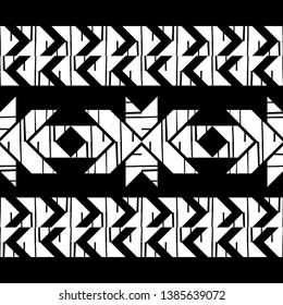 Ethnic boho seamless pattern. Embroidery on fabric. Patchwork texture. Weaving. Traditional ornament. Tribal pattern. Folk motif. Can be used for wallpaper, textile, invitation card, wrapping, web.
