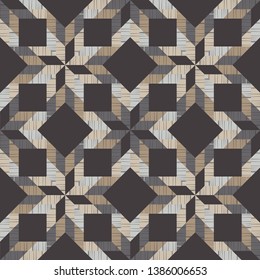 Ethnic boho seamless pattern. Embroidery on fabric. Patchwork texture. Weaving. Traditional ornament. Tribal pattern. Folk motif. Can be used for wallpaper, textile, invitation card, wrapping, web.