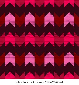 Ethnic boho seamless pattern. Embroidery on fabric. Patchwork texture. Weaving. Traditional ornament. Tribal pattern. Folk motif. Can be used for wallpaper, textile, invitation card, wrapping, web.