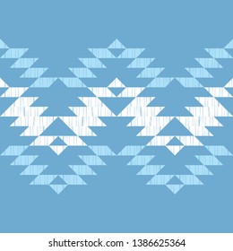 Ethnic boho seamless pattern. Embroidery on fabric. Patchwork texture. Weaving. Traditional ornament. Tribal pattern. Folk motif. Can be used for wallpaper, textile, invitation card, wrapping, web.