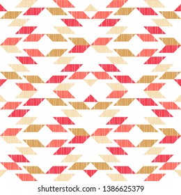 Ethnic boho seamless pattern. Embroidery on fabric. Patchwork texture. Weaving. Traditional ornament. Tribal pattern. Folk motif. Can be used for wallpaper, textile, invitation card, wrapping, web.