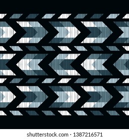 Ethnic boho seamless pattern. Embroidery on fabric. Patchwork texture. Weaving. Traditional ornament. Tribal pattern. Folk motif. Can be used for wallpaper, textile, invitation card, wrapping, web.
