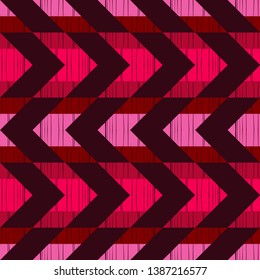Ethnic boho seamless pattern. Embroidery on fabric. Patchwork texture. Weaving. Traditional ornament. Tribal pattern. Folk motif. Can be used for wallpaper, textile, invitation card, wrapping, web.
