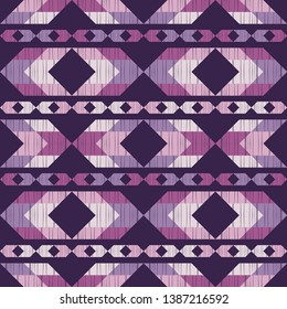 Ethnic boho seamless pattern. Embroidery on fabric. Patchwork texture. Weaving. Traditional ornament. Tribal pattern. Folk motif. Can be used for wallpaper, textile, invitation card, wrapping, web.