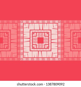 Ethnic boho seamless pattern. Embroidery on fabric. Patchwork texture. Weaving. Traditional ornament. Tribal pattern. Folk motif. Can be used for wallpaper, textile, invitation card, wrapping, web.
