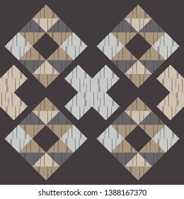 Ethnic boho seamless pattern. Embroidery on fabric. Patchwork texture. Weaving. Traditional ornament. Tribal pattern. Folk motif. Can be used for wallpaper, textile, invitation card, wrapping, web.