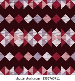 Ethnic boho seamless pattern. Embroidery on fabric. Patchwork texture. Weaving. Traditional ornament. Tribal pattern. Folk motif. Can be used for wallpaper, textile, invitation card, wrapping, web.