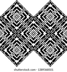 Ethnic boho seamless pattern. Embroidery on fabric. Patchwork texture. Weaving. Traditional ornament. Tribal pattern. Folk motif. Can be used for wallpaper, textile, invitation card, wrapping, web.