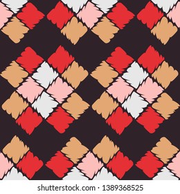 Ethnic boho seamless pattern. Embroidery on fabric. Patchwork texture. Weaving. Traditional ornament. Tribal pattern. Folk motif. Can be used for wallpaper, textile, invitation card, wrapping, web.