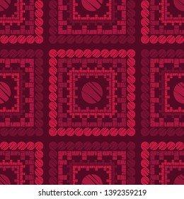 Ethnic boho seamless pattern. Embroidery on fabric. Patchwork texture. Weaving. Traditional ornament. Tribal pattern. Folk motif. Can be used for wallpaper, textile, invitation card, wrapping, web.