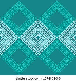 Ethnic boho seamless pattern. Embroidery on fabric. Patchwork texture. Weaving. Traditional ornament. Tribal pattern. Folk motif. Can be used for wallpaper, textile, invitation card, wrapping, web.