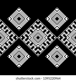 Ethnic boho seamless pattern. Embroidery on fabric. Patchwork texture. Weaving. Traditional ornament. Tribal pattern. Folk motif. Can be used for wallpaper, textile, invitation card, wrapping, web.