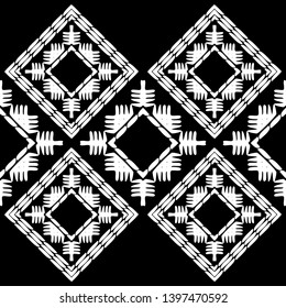 Ethnic boho seamless pattern. Embroidery on fabric. Patchwork texture. Weaving. Traditional ornament. Tribal pattern. Folk motif. Can be used for wallpaper, textile, invitation card, wrapping, web.