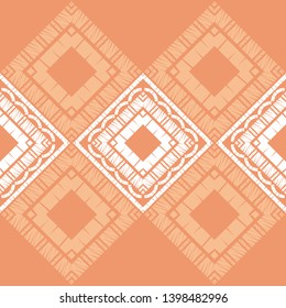 Ethnic boho seamless pattern. Embroidery on fabric. Patchwork texture. Weaving. Traditional ornament. Tribal pattern. Folk motif. Can be used for wallpaper, textile, invitation card, wrapping, web.